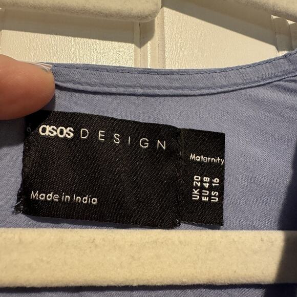 ASOS Maternity Blue Cotton Lace Dress Size 16 - Picture 4 of 7